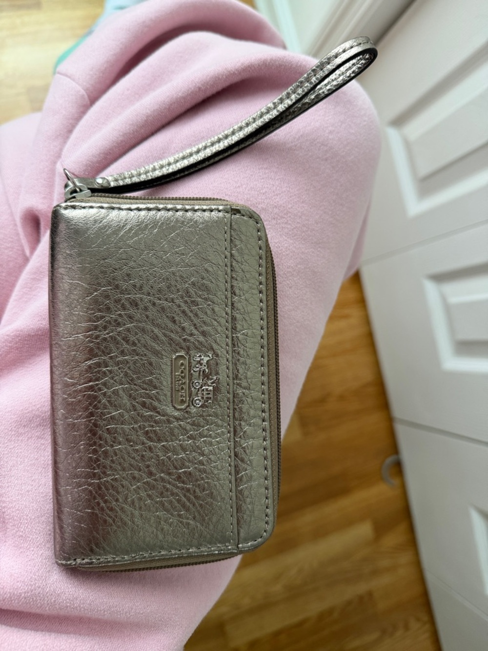 Coach Metallic Wristlet Wallet - Silver